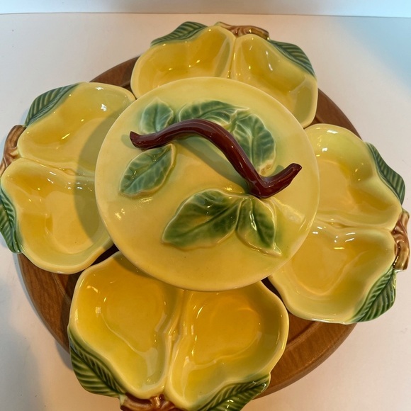 Vintage 1950s Yellow Pear Pottery Lazy Susan Set Belmar California Pottery USA - Picture 14 of 14